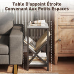 Table d'appoint étroite, bout de canapé rangement à 3 niveaux, porte-revues en V, cadre en acier, 40x30x61cm, gris foncé