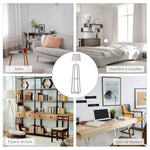 Lampadaire design contemporain dim. 40L x 40l x 160H cm 40 W max. 3 étagères intégrées bois massif pin métal noir lin beige