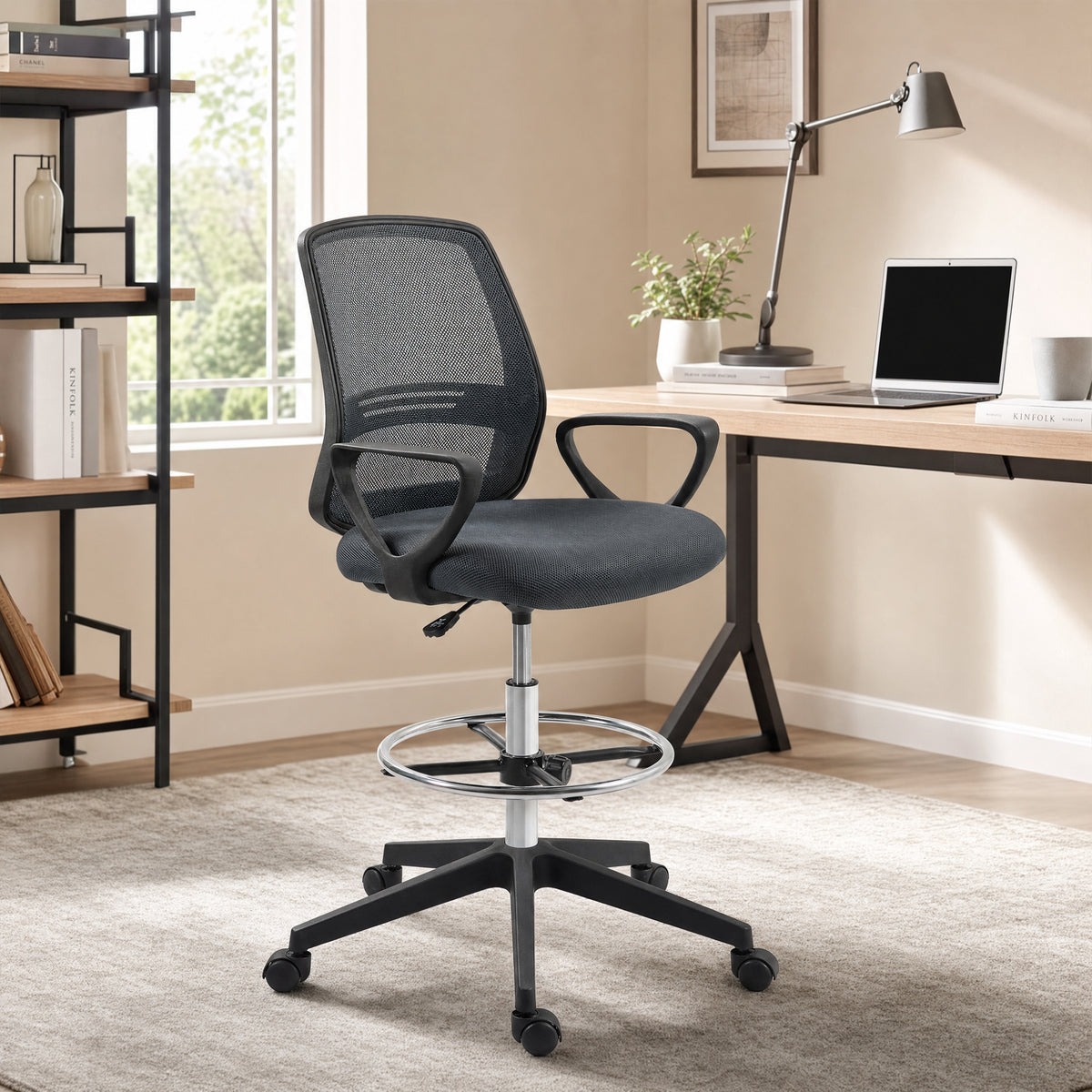 Fauteuil de bureau chaise de bureau assise haute réglable tabouret de bureau pivotant 360° maille respirante