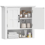 Armoire Haute Murale de Salle de Bain ou WC Placard 2 Portes 2 étagères Niche dim. 60L x 20l x 58H cm MDF Panneaux Particules Blanc