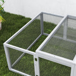Clapier cage à lapins extérieur intérieur 2 portes supérieures 181L x 100l x 48H cm bois massif gris