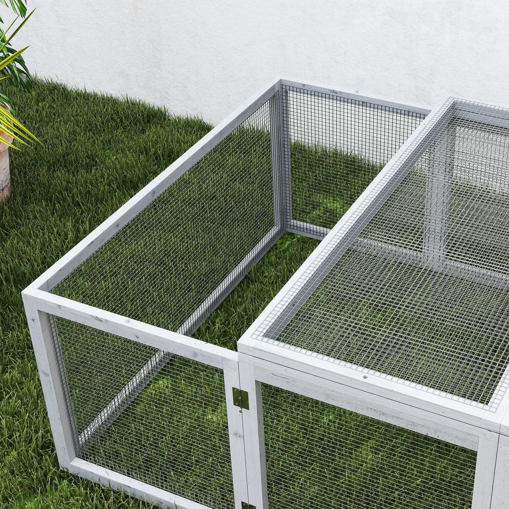 Clapier cage à lapins extérieur intérieur 2 portes supérieures 181L x 100l x 48H cm bois massif gris