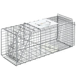 Trappola a gabbia pieghevole per piccoli animali tipo ratti e topi - 2 porte, maniglia, 66 x 24 x 30,5 cm, acciaio grigio