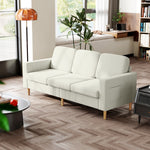 Canapé 3 places en velours côtelé, canapé avec coussins à ressorts et assise rembourré, 192x80x84,5cm, beige-6
