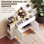 Buffet meuble de rangement avec 2 tiroirs 3 étagères ouvertes et placard 2 portes 110 x 29,5 x 82 cm blanc