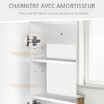Armoire murale salle de bain avec miroir, 80 x 15 x 60 cm, meuble salle de bain, armoire de toilette avec double portes et étagères réglables, blanc