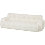 Canapé 3 Places en Chenille 211 cm, Canapé Salon, Assise Profonde, Entièrement Compressé Sans Montage, Crème