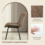 Lot de 2 chaises de salle à manger design moderne et capitonné pour salon, salle à manger, chambre à coucher, marron
