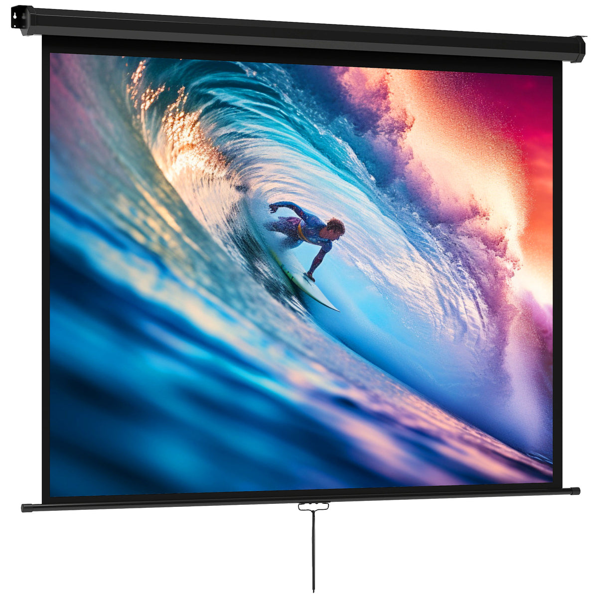 Écran de projection de 84 pouces, écran vidéoprojecteur, 4:3 4K HD, fixation mur ou plafond, 181l x 8P x 138H cm, noir