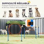 Ensemble d'Agilité pour Chien 11 Pièces, Parcours d'Obstacle avec 2 Tunnels, Sauts Ajustables, Orange et Bleu