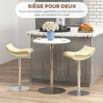 Table de bar ronde table haute cuisine réglable en hauteur 69-91 cm plateau pivotante à 360° blanc et argenté
