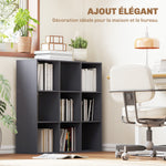 Bibliothèque, étagère de rangement à 3 niveaux avec 9 compartiments, pour salon, bureau, chambre, 91x29,5x91cm, gris