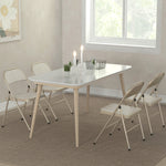 Lot de 4 chaises pliantes chaises de salle à manger portables cadre en acier dim. 45l x 46P x 78H cm beige