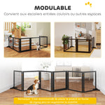 Barrière de sécurité pour chien barrière pliable à 6 panneaux avec pieds amovibles 432 x 36 x 70 cm noir