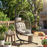 Fauteuil suspendu avec support, chaise suspendue pliante avec repose-pieds rétractable, gris clair