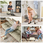 Pouf repose-pied tabouret bas en tissu de lin capacité de charge 110 Kg 40 x 30 x 24 cm beige