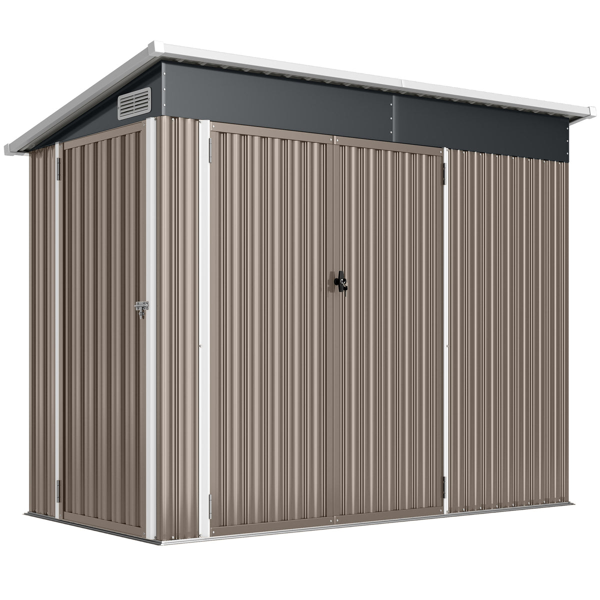 Abri de jardin en métal cabane jardin extérieure triple porte verrouillable toit incliné aérations 234x132x185cm gris