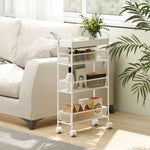Chariot de rangement à 4 niveaux, desserte à roulettes, 3 paniers coulissants, panier supérieur 19 x 43,2 x 80 cm blanc-8
