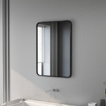 Badezimmerspiegel mit Metallrahmen und Haken, 50x2,5x70 cm, Schwarz