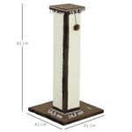 Griffoir pour chat poteau griffoir chat en sisal et peluche, boule suspendue base stable 41 x 41 x 81 cm marron et crème