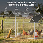 Grande recinto per pollaio 15,96 ㎡, parco recintato, tetto anti-UV, porta bloccabile, 2,8 x 5,7 x 1,97 m, argentato