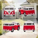 Voiture électrique enfant Volkswagen T1 sous licence officielle 12 V avec 2 moteurs démarrage doux 89x49x41,5cm rouge