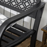 Banc de jardin banc extérieur jardin en acier avec dossier à motif floral pour 2 personnes 127 x 63 x 83 cm noir