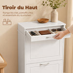 Meuble chaussure 8 paires, armoire à chaussures étroit avec tiroir et 2 portes abattants et étagère réglable, blanc