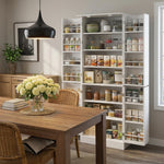Armoire de cuisine buffet cuisine avec placards, étagère réglable et porte-épices, 60 x 35 x 166 cm, blanc