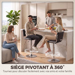 Set di 2 sgabelli da bar, altezza regolabile, girevoli a 360°, seduta imbottita, schienale e poggiapiedi, nero