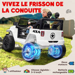 Kids' Electric Car, Rear-Wheel Drive, 12V, 5 km/h Max, Remote Control Included, Light and Sound Effects, Dim. 100L x 65W x 72H cm, White