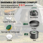 Kit de Casseroles Camping en Aluminium 11 Pcs, avec Sac de Rangement et Poignées Anti-Brûlures, Ø19x10cm, Gris-3