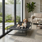Lettino rialzato per cani e animali domestici con poggiatesta in tessuto microforato 106 x 81 x 33 cm nero