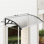 Auvent de Porte d'Entrée, Toit Marquise de Porte Extérieur en Polycarbonate et Profil Aluminium, 110x60cm, Transparent