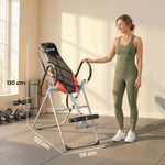 Table d'Inversion Pliable en Acier, Inversion 0-90°, Verrou de Cheville Réglable, 122x59x130cm, Rouge