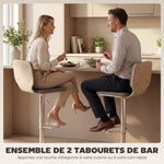 Lot de 2 tabourets de bar chaises de bar réglable en hauteur dossier repose-pieds pivotant 360° 41x47,5x81-102cm gris