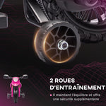 Moto cross électrique pour enfants 3-8 ans, batterie 6 V, 2 moteurs, klaxon et roues d'entraînement, charge 30KG, rose