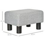Lot de 2 poufs repose-pied tabouret bas en tissu de lin capacité de charge 150 Kg 40 x 30 x 24 cm gris