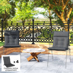 Lot de 4 coussins pour chaises de terrasse, résistants à l'eau, antidérapants, avec liens, 112x53cm, Gris Foncé