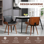 Set di 2 sedie da pranzo stile vintage seduta rivestimento sintetico 53l x 54P x 81H cm nero marrone