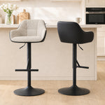 Lot de 2 tabourets de bar chaises de bar hauteur réglable tissu effet lin et base en acier 52,5 x 53 x 86,5-108 cm gris