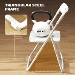 Lot de 6 chaises pliantes portables en plastique et acier, dossier incurvé, assise concave, 48,5 x 47 x 75 cm, blanc