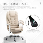 Fauteuil de bureau manager chaise pour ordinateur avec repose-pied dossier inclinable accoudoirs rembourrés en lin beige