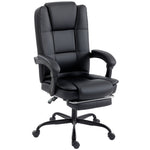 Chaise de bureau ergonomique, fauteuil de bureau inclinable en pu avec repose-pieds rétractable, hauteur réglable, noir