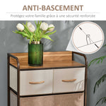 Commode Meuble de Rangement 5 tiroirs Pliables en Tissu 58 x 29 x 99 cm Multicolore