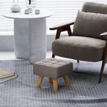 Repose pied salon ottoman siège rembourré en tissu avec pieds en bois 27 x 27 x 26 cm gris