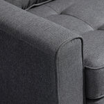 Canapé droit convertible 2 places - dossier capitonné - 147,5 x 75 x 85 cm - gris