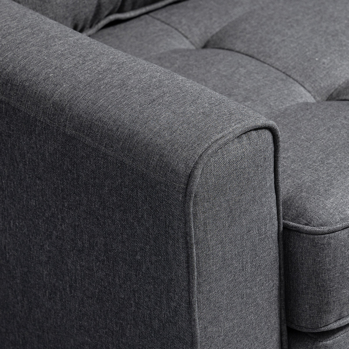 Canapé droit convertible 2 places - dossier capitonné - 147,5 x 75 x 85 cm - gris