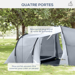 Tente de camping familiale 4 personnes dôme 2 chambres 1 séjour et 1 auvent anti-UV Imperméable 2000 mm multicolore