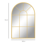 Miroir mural en métal cadre doré en forme de voûtée – 91 x 60 cm – décoration pour entrée ,chambre à coucher, salon